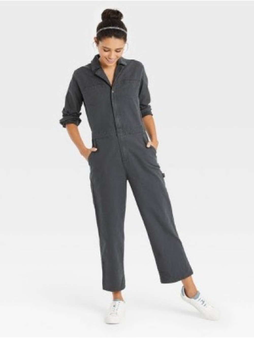 Universal Thread Women's Long Sleeve Cotton Twill Boiler Suit Gray, Size 18, NWT